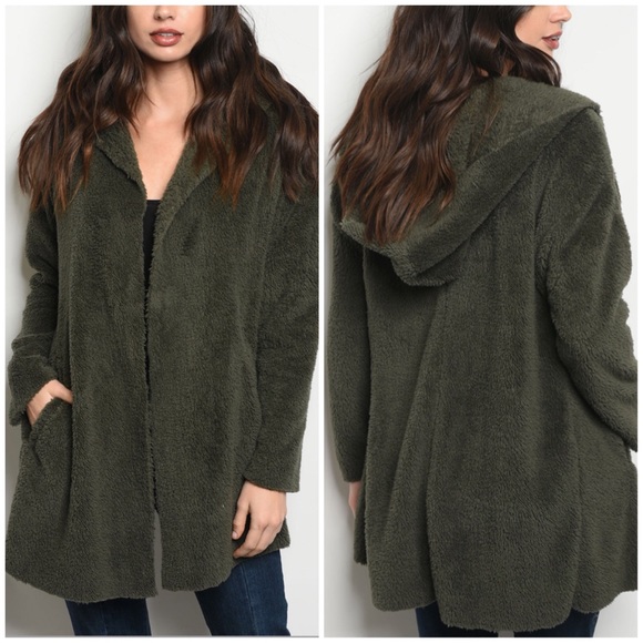 Jackets & Blazers - NEW‼️OLIVE SHERPA JACKET - Hoodie